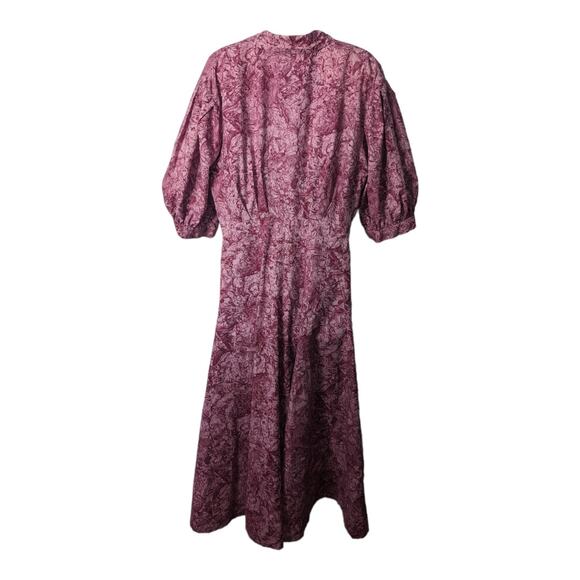 Vintage 80's Vogue Designer Original Midi Dress Pink Button Front Prairie Puff - Picture 2 of 11